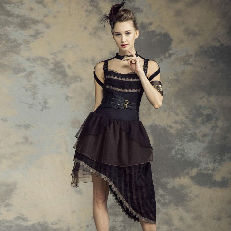 black steampunk dress Women's Asymmetric Steampunk Dress – Punk Design