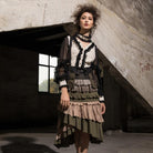 Women's Black & White Frilled Steampunk Shirt