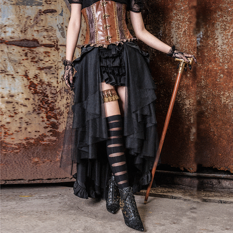 RQ-BL Women's Front Open Multilayered Skirt