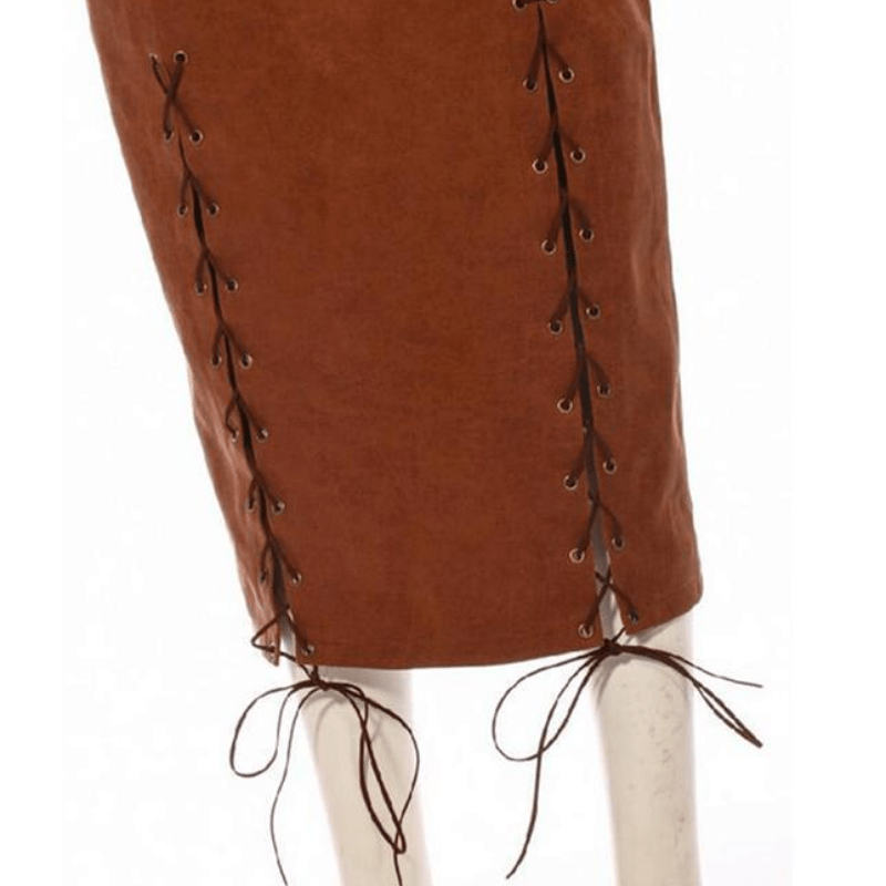 RQ-BL Women's Leatherlook Steampunk Straight Skirt