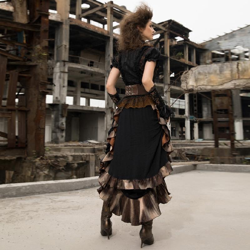 Women's Long Layered Steampunk Skirt