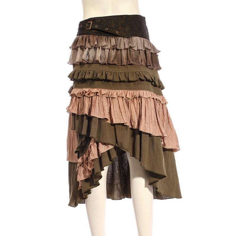 Women's Multicolored Multilayered Steampunk Skirt