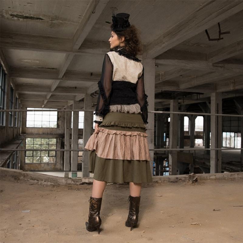 Women's Multicolored Multilayered Steampunk Skirt