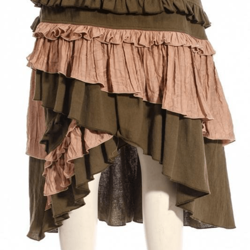 RQ-BL Women's Multicolored Multilayered Steampunk Skirt
