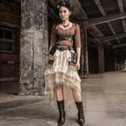 RQ-BL Women's Multilayered Mid Length Frilly Vintage Skirt