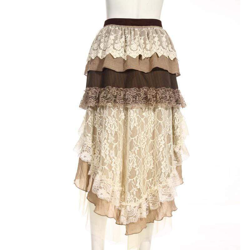 RQ-BL Women's Multilayered Mid Length Frilly Vintage Skirt
