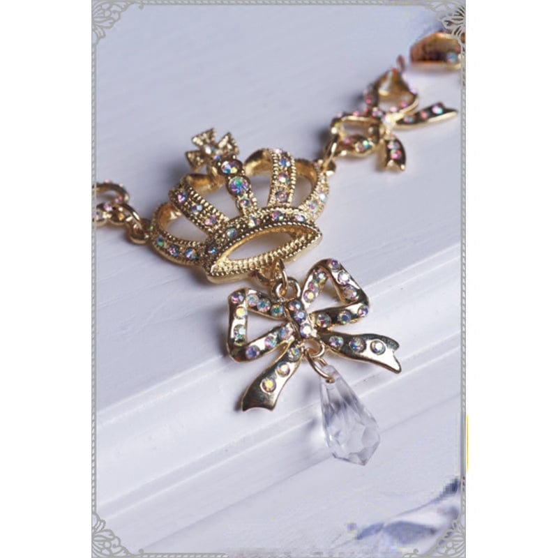 RQ-BL Women's Steampunk Bowknot Crown Necklace