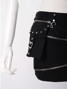 RQ-BL Women's Steampunk Cutout Big-pocket Zipper Skirt