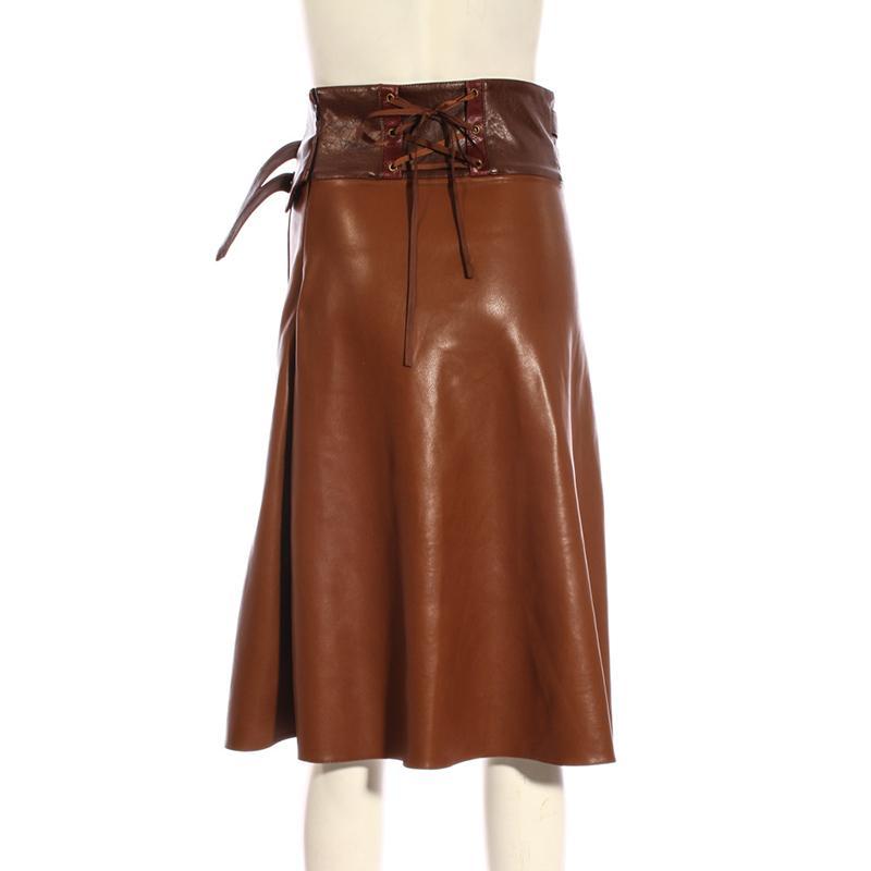 Women's Steampunk Faux Leather Half Skirt