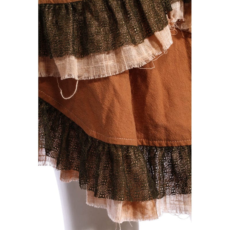 RQ-BL Women's Steampunk Irregular Layered Ruffled Skirt