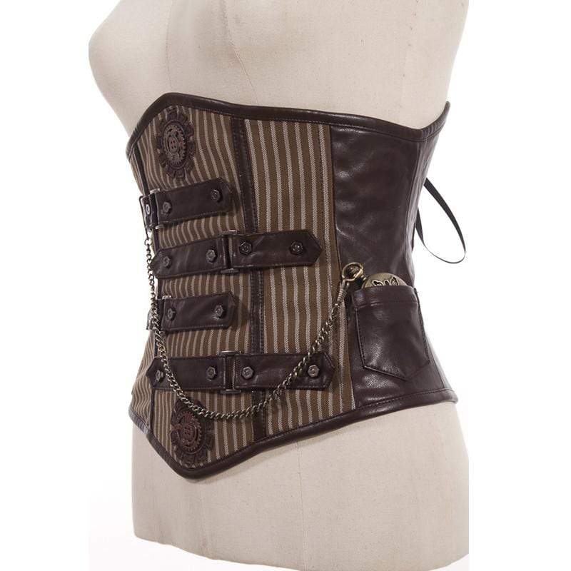 Women's Steampunk Leather and Cloth Corset