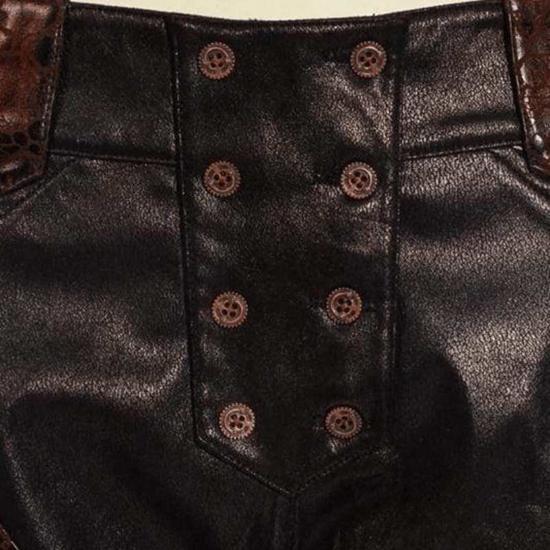 RQ-BL Women's Steampunk Leather & Lace Shorts