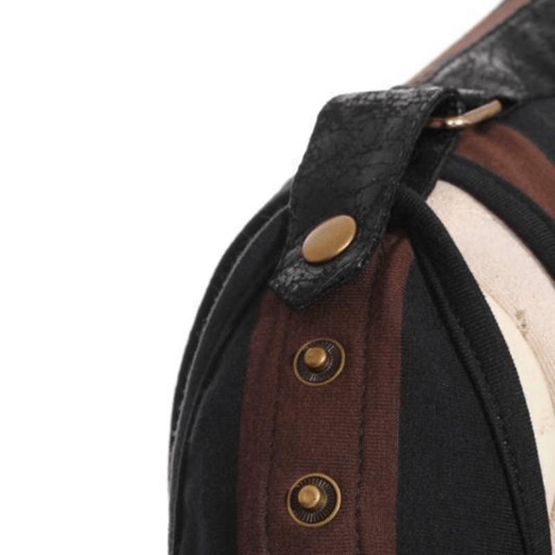 RQ-BL Women's Steampunk Leather Striped Vest