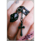 RQ-BL Women's Steampunk Rivets Ring with Skull and Cross