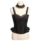 RQ-BL Women's Steampunk Ruffled Buckles Bustier with Choker