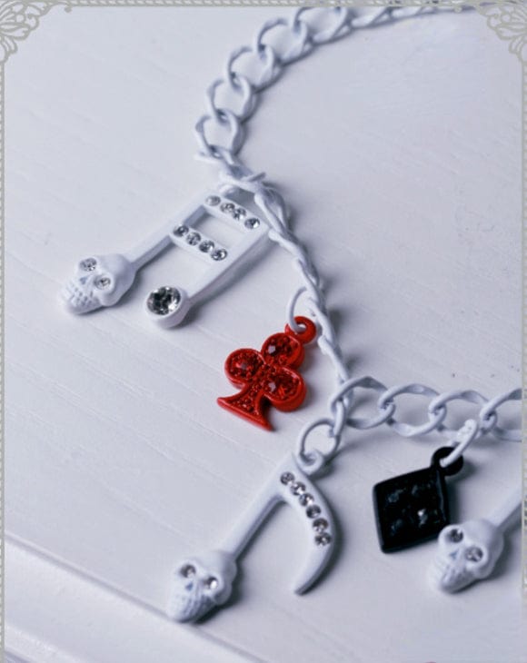 RQ-BL Women's Steampunk Skull Note Diamante Necklace