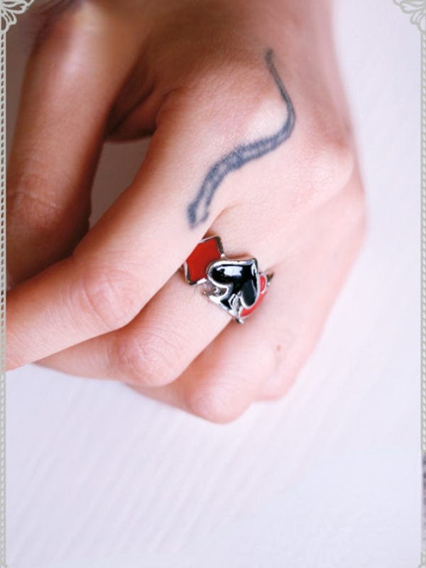 RQ-BL Women's Steampunk Spade Heart Ring