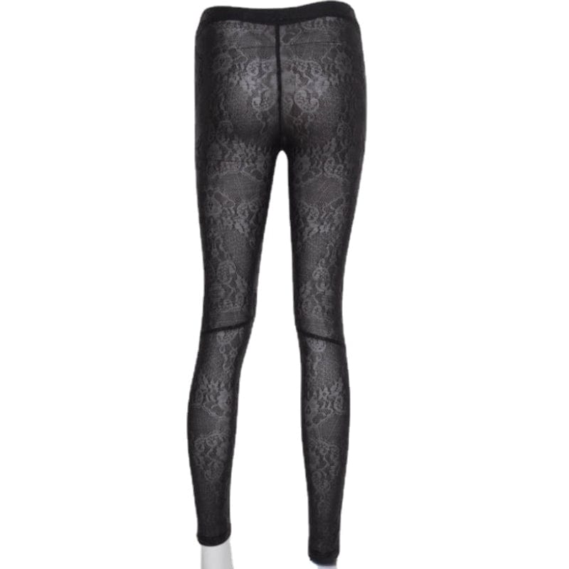 Fashion Gothic Sexy Lace Leggings for Women Steampunk High Waist Casual  Black Flare Pants (Black, XS) at  Women's Clothing store