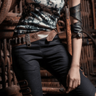 RQ-BL Damen-Gürtel aus Kunstleder mit Steampunk-Riemchenschnalle
