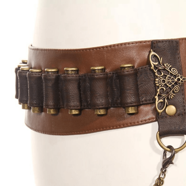 RQ-BL Women's Steampunk Strappy Buckle Faux Leather Belt