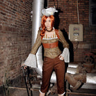 RQ-BL Women's Steampunk Toned Horn Sleeved Splice Zipper Shirt